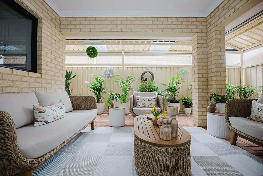 Outdoor alfresco area in a villa in Waratah Community Village