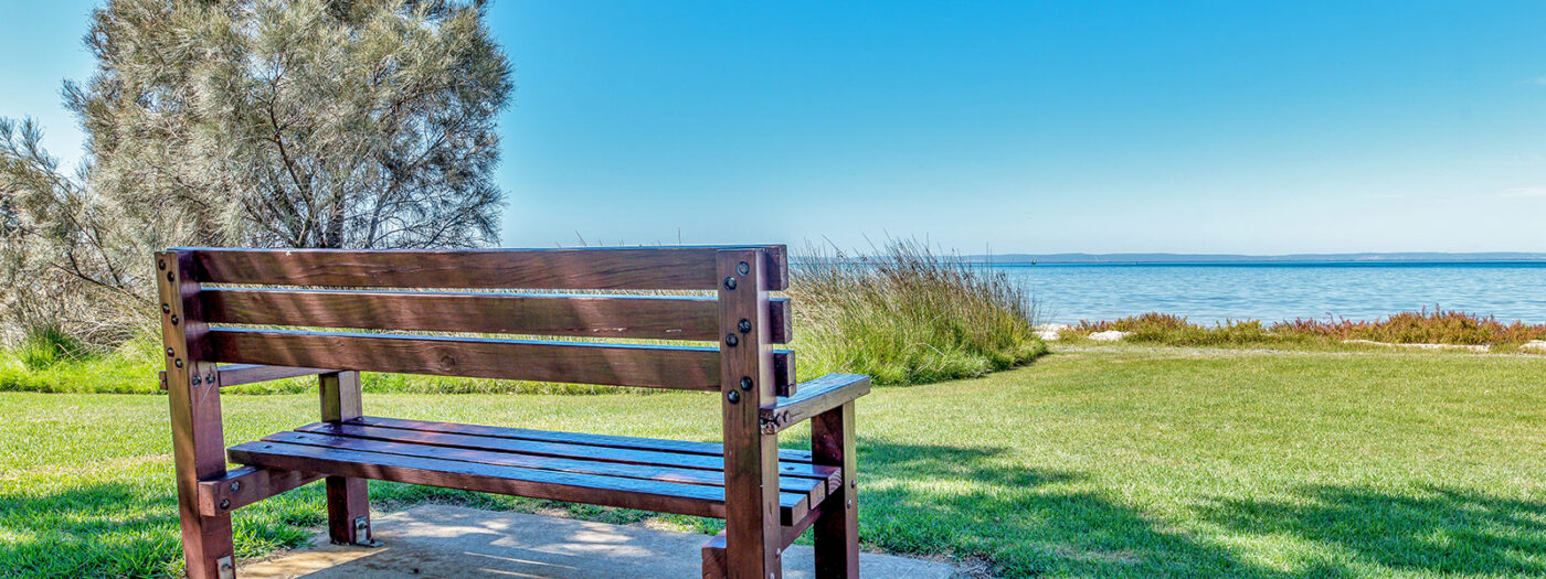 Park bench by the Mandurah, WA estuary