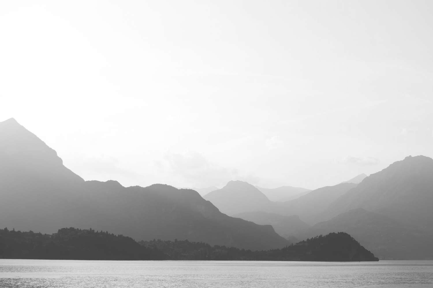 mountain scene in black and white